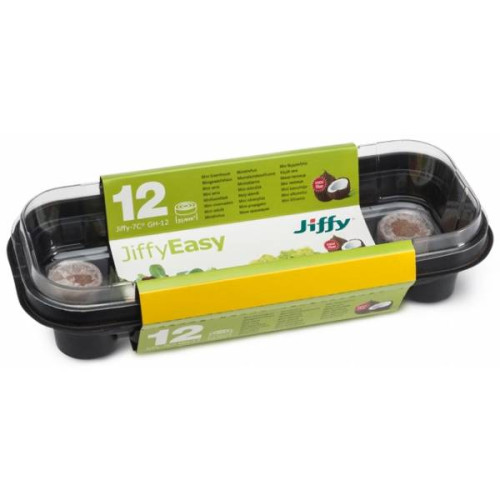 Mini staklenik Jiffy Easy, s 12 tresetnih tableta Jiffy-7 kokos