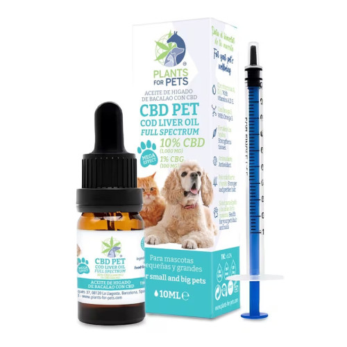CBD kapi za životinje 10 % + 1 % CBG, Plants for Pets, ulje jetre bakalara