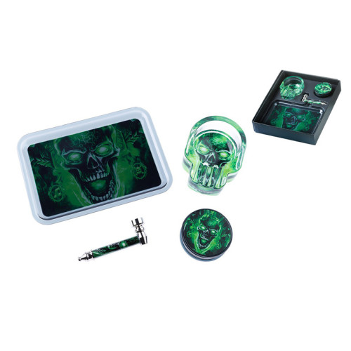 Skulls poklon set (mrvilica, lula, pepeljara, tacna)