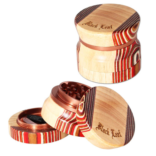 Grinder Black Leaf, 4-dijelni (drvo i aluminij)