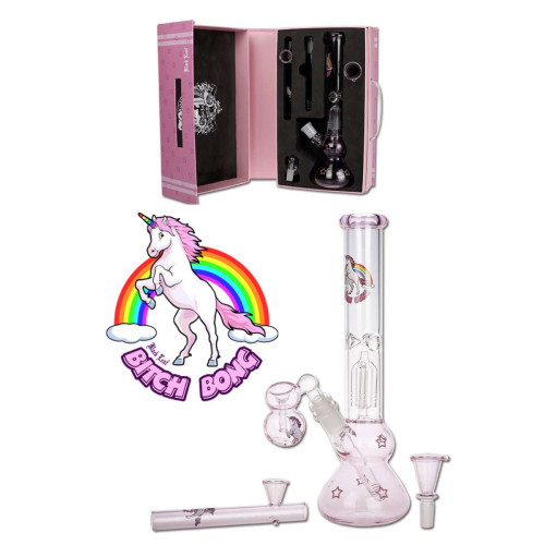 Stakleni bong Bitch, 30 cm - 4-dijelni set, Black Leaf