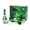 Stakleni mini bong - 6-dijelni set Hemp Leaf 420
