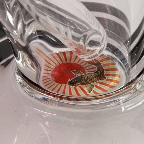 Stakleni ice bong Ronin + Geisha, 40 cm - set od 3 dijela, Black Leaf