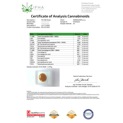 5 % CBD ulje Kanabi, puni spektar, 5 ml
